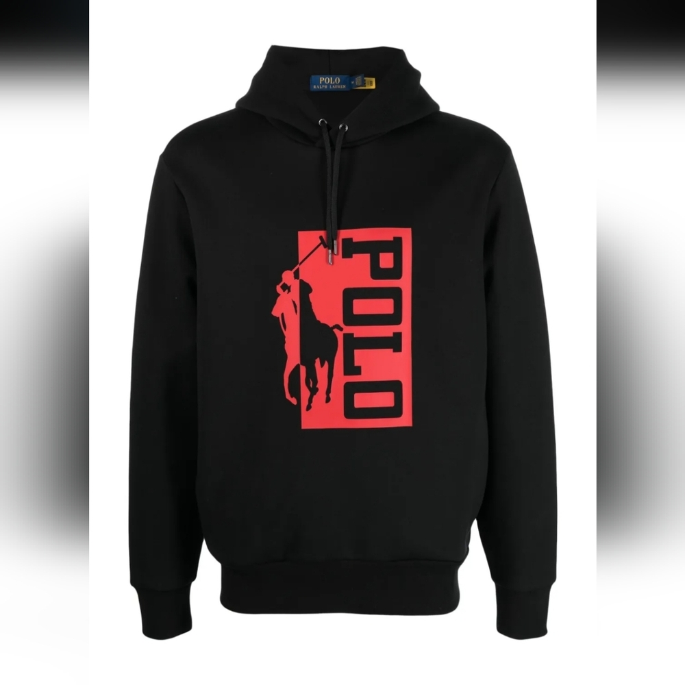 Polo Ralph Lauren Mens RL Big Pony Hoodie Black Fleece Sweatshirt Large Nwt
